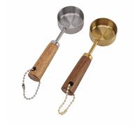 Pssopp Juego de Cucharas Medidoras de 14 Ml, 2 Cucharas Medidoras de Largo, Mini de Acero Inoxidable con de Madera Maciza para Ingredientes Líquidos Secos, Cocinar y Hornear