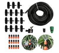 Pssopp Kit de de Riego por Goteo de Riego de Jardín de Conexión Rápida de 49.2 Pies con 15 Boquillas Atomizadoras Conexión Automática de Grifo para Plantas en Macetas de Lecho Elevado de Invernadero
