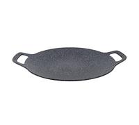 Pssopp Sartén para Parrilla de Barbacoa Coreana, Redonda, Antiadherente, de Aluminio, con Revestimiento de Piedra Médica, Horno, Estufa, Fogata, Utensilios de Cocina con Preservación (34cm)