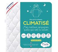 P'TIT LIT - Colchón para niños y bebés con aire acondicionado, 70 x 140 cm, 1 lado fresco para verano y 1 lado acolchado para invierno, antiácaros, extraíble, Oeko Tex®, fabricado en Francia, blanco