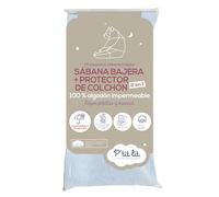 P'tit lit - Protector de colchón de cuna 2 en 1 | Protector de colchón + Sábana bajera 60x120 cm | Impermeable - 100 % algodón - Suave y silencioso - Transpirable - Oeko Tex - Gris