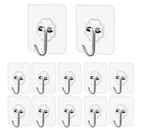 Pubiao Ganchos autoadhesivos Heavy Duty Antideslizante Gancho adhesivo sin rastro para cocina Ropa de baño Colgador de techo de oficina-12 Unidades