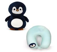 Puckator - Cojín de viaje con peluche Swapseazzz 2 en 1 pingüino Turquesa Standard