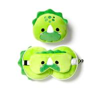 Puckator Almohada de viaje Relaxeazzz de peluche 2 en 1 con antifaz – Dinosaurio