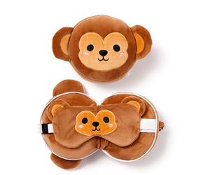 Puckator Coussin de Voyage Relaxeazzz Peluché 2-en-1 Avec Masque Yeux - Singe Marca