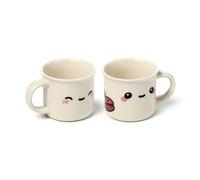 Puckator Juego de 2 tazas de café de porcelana de 100 ml - Diseño Foodiemals, cara Kawaii, apta para microondas, caja de regalo