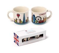 Puckator London Icons London Skyline - Juego de 2 tazas de café espresso de porcelana