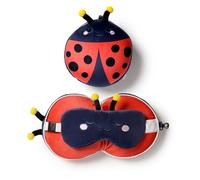 Puckator Relaxeazzz Adorabugs Mariquita - Almohada Redonda de Viaje y máscara de Ojos de Felpa, máscara de Ojos para Dormir, Accesorios de Viaje para niños para Dormir en avión, Almohadas de Cuello