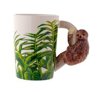 Puckator Taza 3D con mango de perezoso, taza de té, taza de café, niños, portalápices, regalo, juguetes, porcelana, gris, 8,5 cm