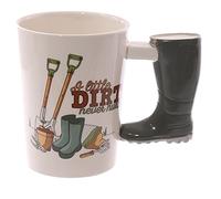 Puckator - Taza de cerámica, diseño de jardín con forma de Welly en caja de regalo, mezclada, altura 10,5 cm, ancho 13,5 cm, profundidad 8,5 cm