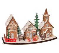 Pueblecito navideño con luces LED, 30 x 15 cm