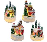 Pueblo Navideño, Navidad Decoración Casa, Casitas De Navidad Decoracion Led Lumineo, Villas Navideñas Americano Luz Christmas Ciudad Aldeia Escena Miniatura Village Modelo Luminosa Paisaje 4pcs Set