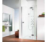 Puerta abatible HSK Premium Softcube en nicho, medidas: 75 x 200 cm, tope a la derecha, 68014075-R-41-50edelglas, Cabinas de ducha: Aspecto cromado: ESG transparente con cristal precioso