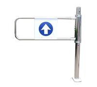 Puerta batiente metálica Industrial automática para entradas de mercados, Puerta de Cierre automático unidireccional, Puerta de Seguridad para almacenes (Plata-R, 90x103 cm)