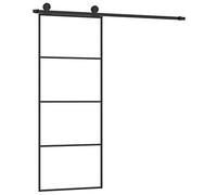 Puerta corredera 76x205 cm vidrio ESG con kit de hardware | Marco de aluminio,paneles de vidrio ESG,tope suave,apertura silenciosa,manual de montaje incluido