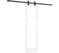Puerta corredera blanca de vidaXL, 61 x 198,5 cm, fabricada en madera maciza de pino y vidrio