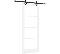Puerta corredera blanca de vidaXL, 83 x 211 cm, fabricada en madera maciza de pino y vidrio