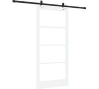 Puerta corredera blanca de vidaXL, 93 x 202 cm, fabricada en madera maciza de pino y vidrio