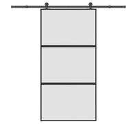Puerta corredera con herraje 102,5 x 205 cm de vidrio templado y aluminio | Superficie mate, protección visual, deslizamiento silencioso, anticorrosión, cojinete interior, tope de puerta