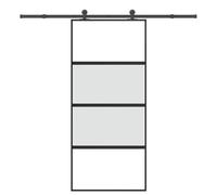 Puerta corredera con herraje, 90 x 205 cm, cristal templado, marco de | Vidrio templado, marco de aluminio resistente a la corrosión, tope silencioso, herrajes de acero con recubrimiento en polvo