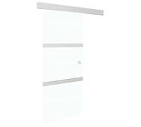 vidaXL Puerta corredera con topes suaves Vidrio ESG Aluminio Plateado 76 x 205 cm, 90 x 205 cm