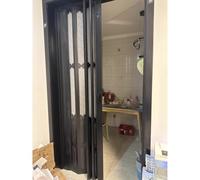 Puerta corredera de PVC personalizable con asas y paneles acrílicos, puertas dobles plegables para cocina, baño y trastero, divisor de habitación (114 x 216 cm / 45 x 85)