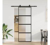 Puerta corredera de vidrio templado aluminio con kit de hardware | Tope silencioso, almohadillas de parada, hardware de acero pintado en polvo, diseño que ahorra espacio