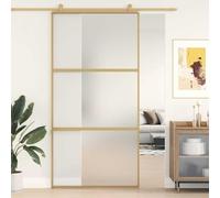 Puerta corredera dorada, 102,5 x 205 cm, vidrio templado mate y marco de | Marco de aluminio, vidrio templado, cristal esmerilado, tope de puerta, silencioso, diseño moderno