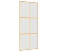vidaXL Puerta corredera dorada vidrio ESG esmerilado aluminio 90x205cm