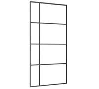 vidaXL Puerta corredera ESG vidrio y aluminio negra 102,5x205 cm