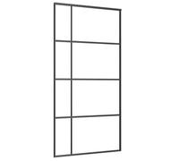 vidaXL Puerta corredera ESG vidrio y aluminio negra 102,5x205 cm
