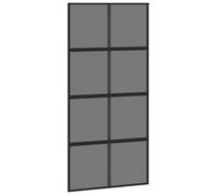 Puerta corredera negra 102,5x205 cm vidrio templado aluminio | Estilo barn door, marco fino, vidrio oscuro, mecanismo de amortiguación, tope de puerta, interior moderno