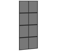 Puerta corredera negra 90x205 cm vidrio templado aluminio | Estilo barn door,marco fino,vidrio oscuro,mecanismo silencioso,tope de puerta,kit de hardware requerido