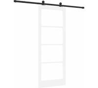 Puerta corredera ORKDAL, blanca, 83 x 211 cm, de madera maciza de pino y cristal
