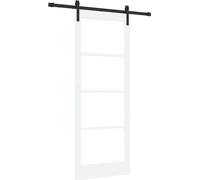 Puerta corredera ORKDAL, blanca, 83 x 211 cm, de madera maciza de pino y cristal
