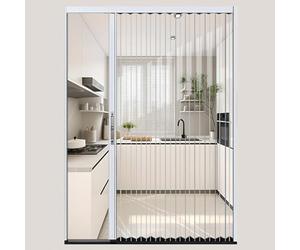 Puerta Corredera Plegable Puerta Plegable Plisada Blanca 180 190 200 210 220 230 240 CM Alto, Puerta Corrediza Tipo Acordeón Transparente Con Cerradura Y Llave, Puertas Interiores Para Casa/ Oficina(W
