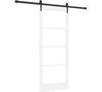 Puerta corredera vidaXL de 83 x 202 cm, fabricada en madera maciza de pino y con panel de vidrio