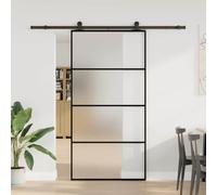 Puerta corredera y kit de hardware 102,5 x 205 cm vidrio ESG | Aluminio, acero pintado en polvo, tope, almohadillas de parada, instalación sin esfuerzo, ahorro de espacio