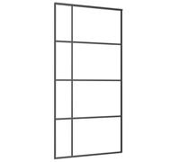 Puerta corrediza vidrio ESG esmerilado aluminio 102,5x205 cm Negro | Marco de aluminio,vidrio ESG esmerilado,tope suave,transición entre piezas, ahorro de espacio,kits de hardware separados