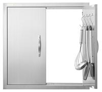 Puerta de acceso para barbacoa, 610x610 mm. Puerta doble para cocina exterior, puerta de acero inoxidable de montaje empotrado, puerta vertical de doble pared con asas y ganchos, para isla de barbacoa