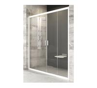 Puerta de ducha corredera de dos hojas RAVAK Blix, modelo BLDP4-120, color blanco y transparente, dimensiones 190x117-121 cm, código 0YVG0100Z1