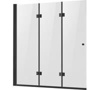 Puerta de ducha para bañera, plegable, sin marco, de 130 cm de ancho x 142 cm de alto