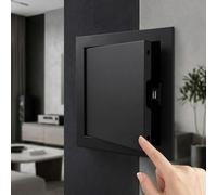Puerta de inspección de aluminio para pared y techo, Puerta de inspección empotrada con apertura a presión, Panel de acceso y trampilla de registro para fontanería(Black,45x60cm)