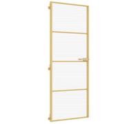 vidaXL Puerta de interior dorada - vidrio templado y aluminio - 76 x 201,5 cm