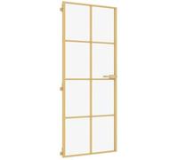 vidaXL Puerta de interior panel decorativo – Vidrio templado y aluminio – Dorado/Negro, transparente/mate