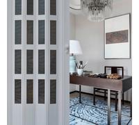 Puerta de interior plegable de pvc imitación madera blanca con cristales pvc