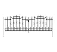 Puerta de jardín vidaXL modelo KAMPEN, con punta de lanza, color , 394,5 x 125 cm, acero