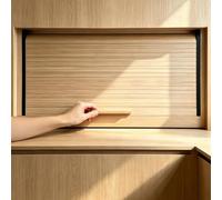 Puerta de madera flexible con asa, puertas correderas extraíbles para Worhop, despensa, autocaravana, cabi, placa de cubierta enrollable, mecanismo de apertura fácil
