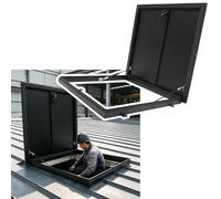 Puerta de Seguridad para trampilla de Acceso al Techo, Tapas para Pozo de luz Natural del sótano (Negra), para ático/Sala de Estar, 40 x 40 Pulgadas / 101,6 x 101,6 cm