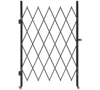 Puerta de seguridad VEVOR (individual), puerta abatible con cerradura y ruedas giratorias de 360°, puertas de acero retráctiles para exteriores, para seguridad en entradas, garajes y almacenes. Puerta
